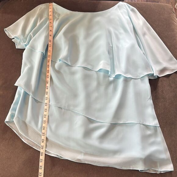 Women’s Blue 2 Piece Layered Asymmetrical Chiffon Formal Pant Suit Size 22W NEW - Picture 6 of 15